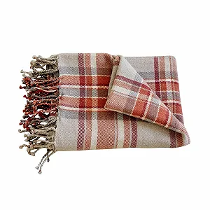 Плед Loberon Tartan Мягкий Красный/Бежевый - Фото 1