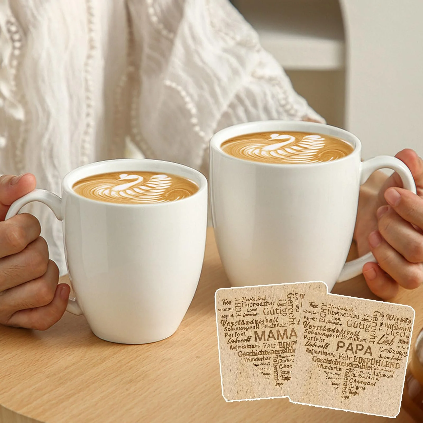 Ложка для кави, набір з 2 дерев'яних підставок, найкращим мамі і татові у світі, фото №5