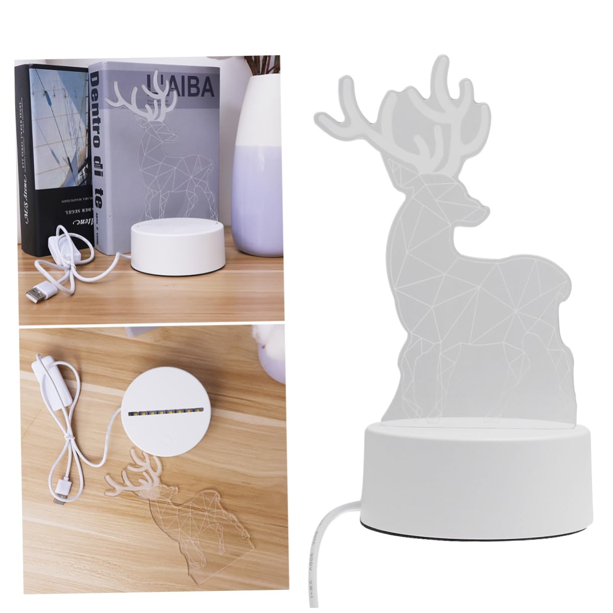 Лампа нічник HOMSFOU для дитячої кімнати 2St Тепле світло LED акриловий 3D олень, фото №3 Лампа нічник HOMSFOU для дитячої кімнати 2St Тепле світло LED акриловий 3D олень, фото №3