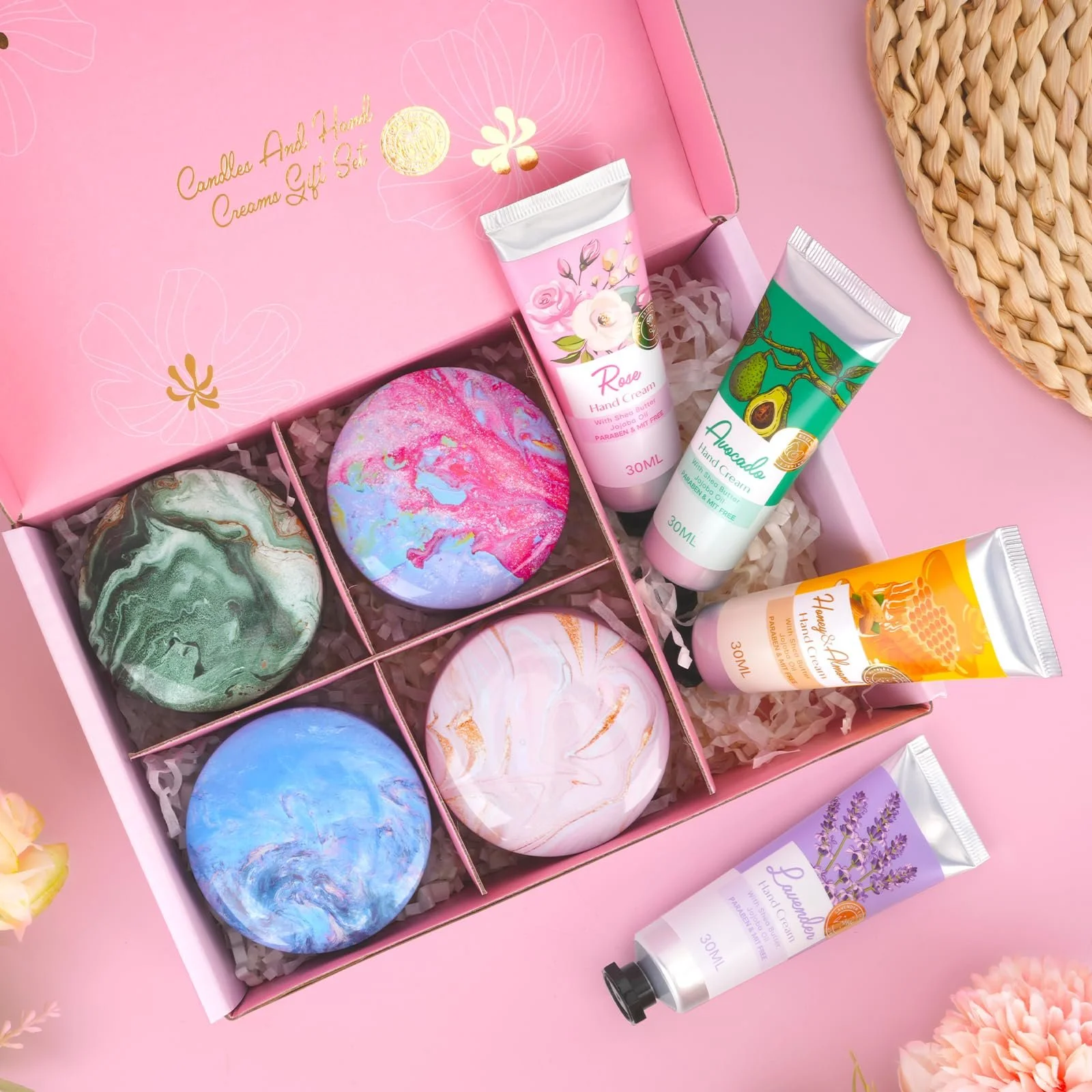 Набір: Крем для рук, 4 x 30 г + Ароматичні свічки, 4 x 90 г, фото №7