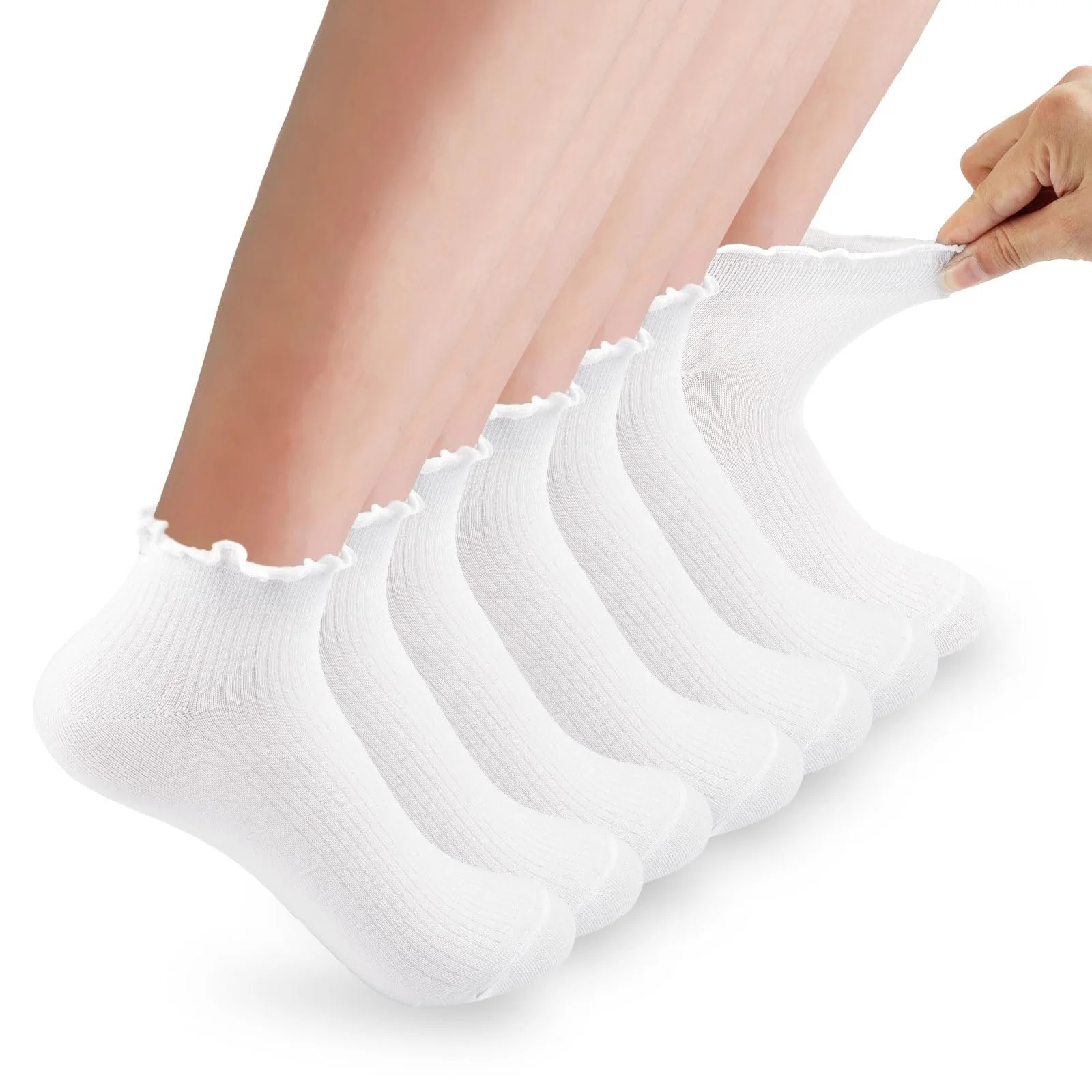 Носки с оборками Хлопковые 6 пар Белый 35-40, фото №1