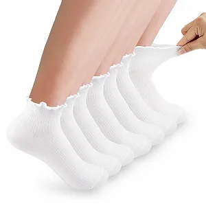 Шкарпетки з оборками Бавовняні 6 пар Білий 35-40 - Фото 1