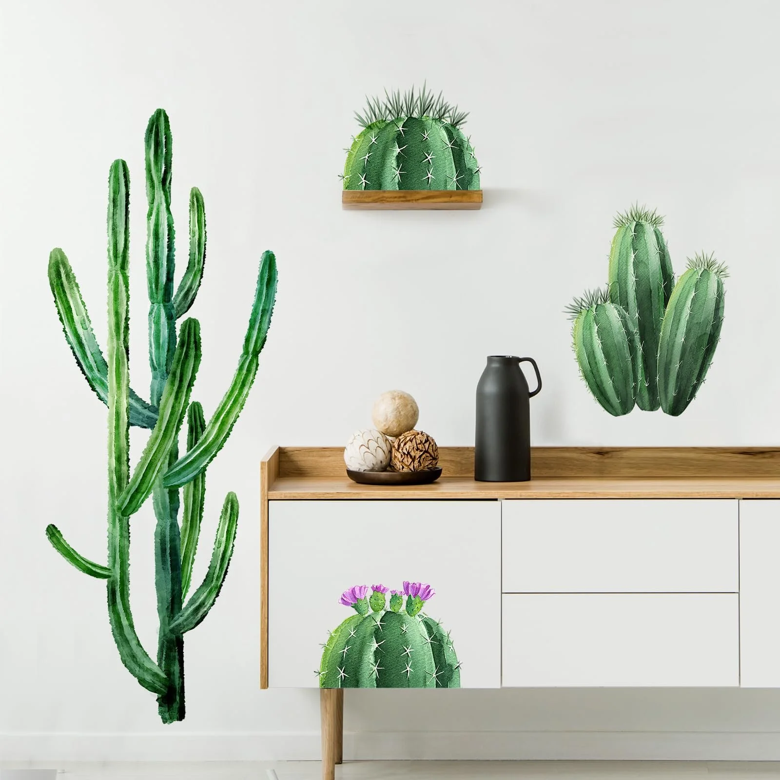 Наклейка на стіну Supzone Кактус Тропічні рослини зелена, фото №1