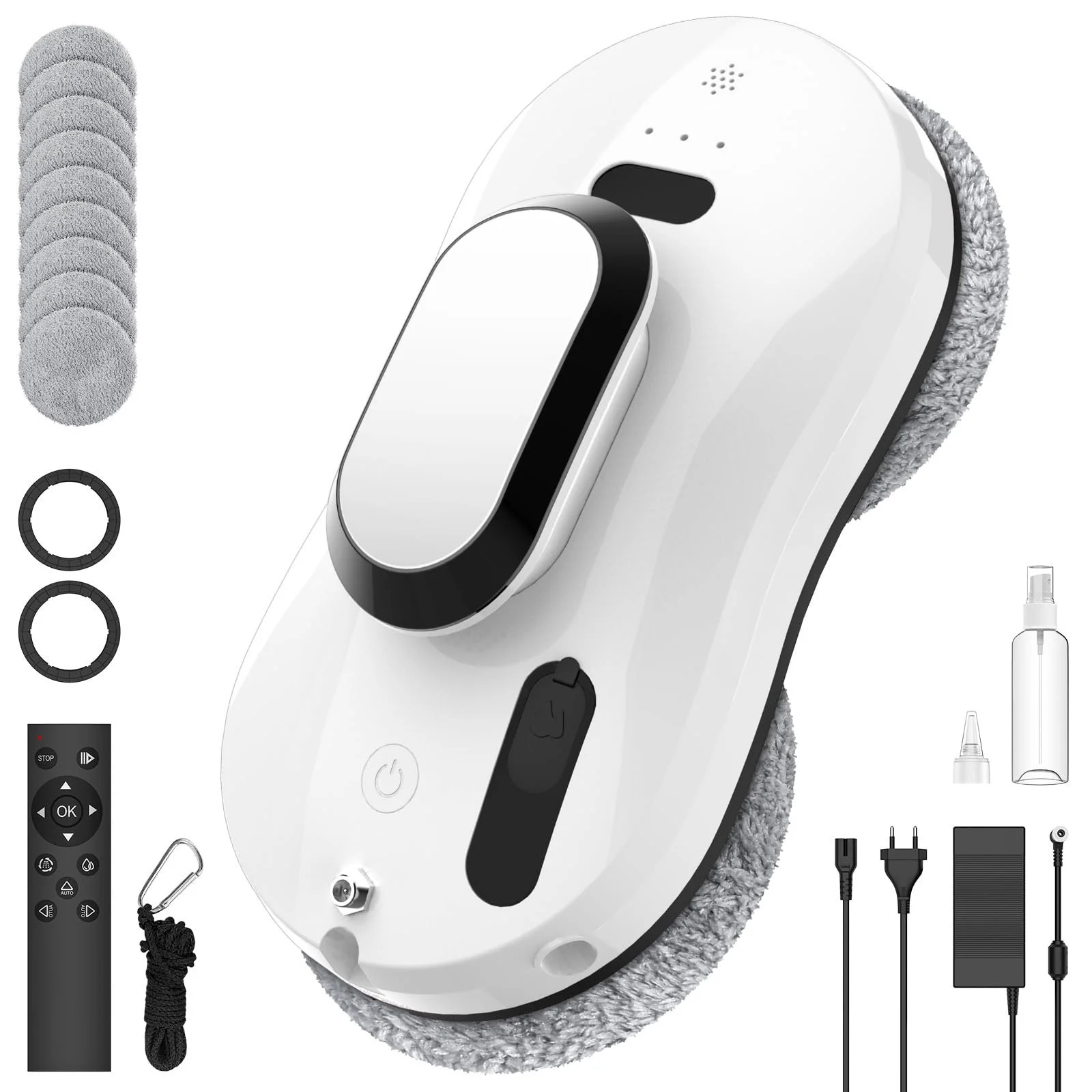 Робот для миття вікон з електричним розпилювачем, 5600Pa, 3 режими очищення, інтелектуальна навігація та виявлення країв, дистанційне керування та 8 ганчірок, робот для вікон для гладких поверхонь, фото №1 Робот для миття вікон з електричним розпилювачем, 5600Pa, 3 режими очищення, інтелектуальна навігація та виявлення країв, дистанційне керування та 8 ганчірок, робот для вікон для гладких поверхонь, фото №1