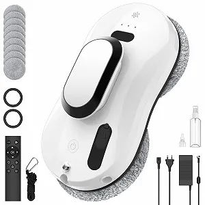 Робот для мойки окон с электрическим распылителем, 5600Pa, 3 режима очистки, интеллектуальная навигация и обнаружение краев, дистанционное управление и 8 тряпок, робот для окон для гладких поверхностей - Фото 1