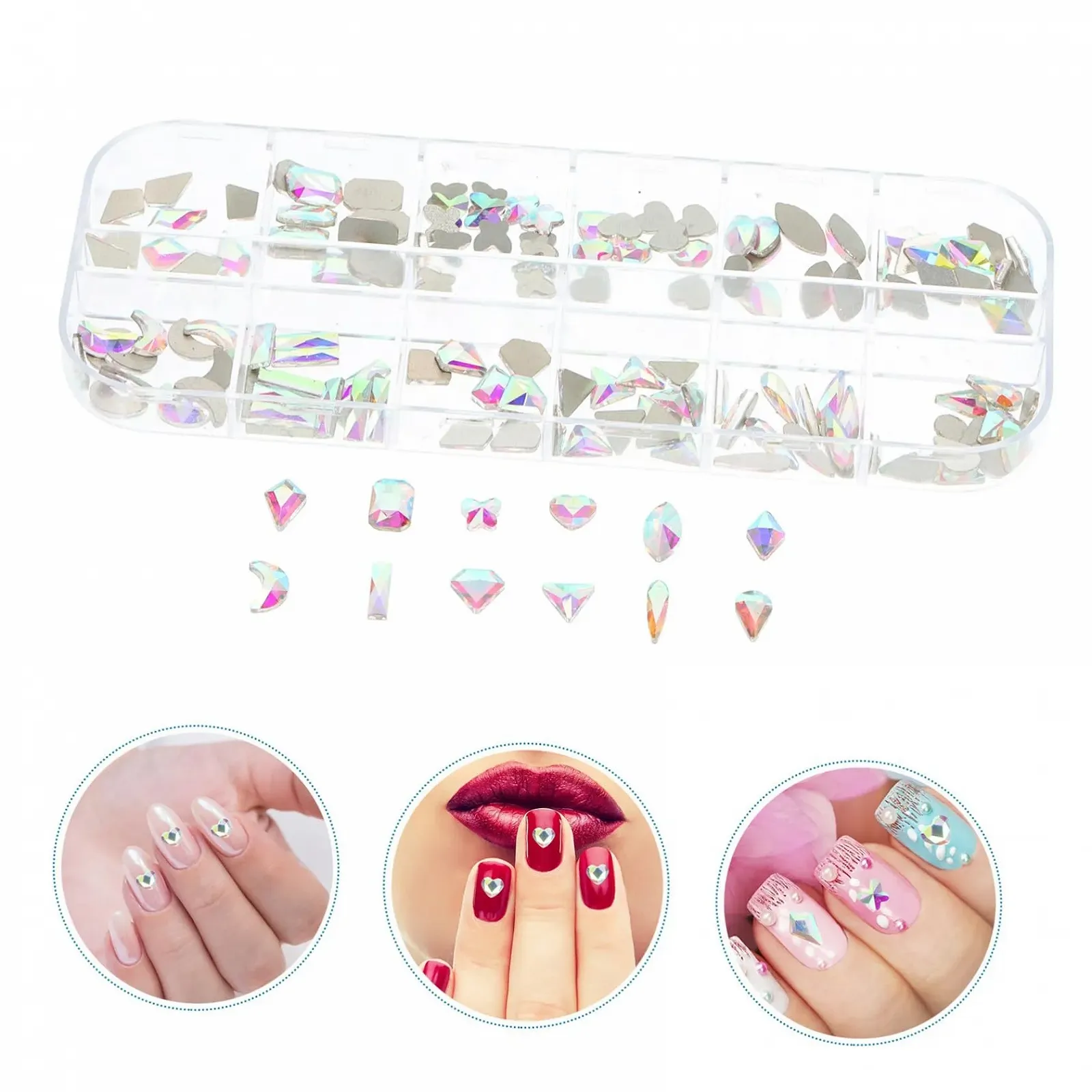 Стразы для ногтей EXCEART Разной формы 1 коробка, фото №4