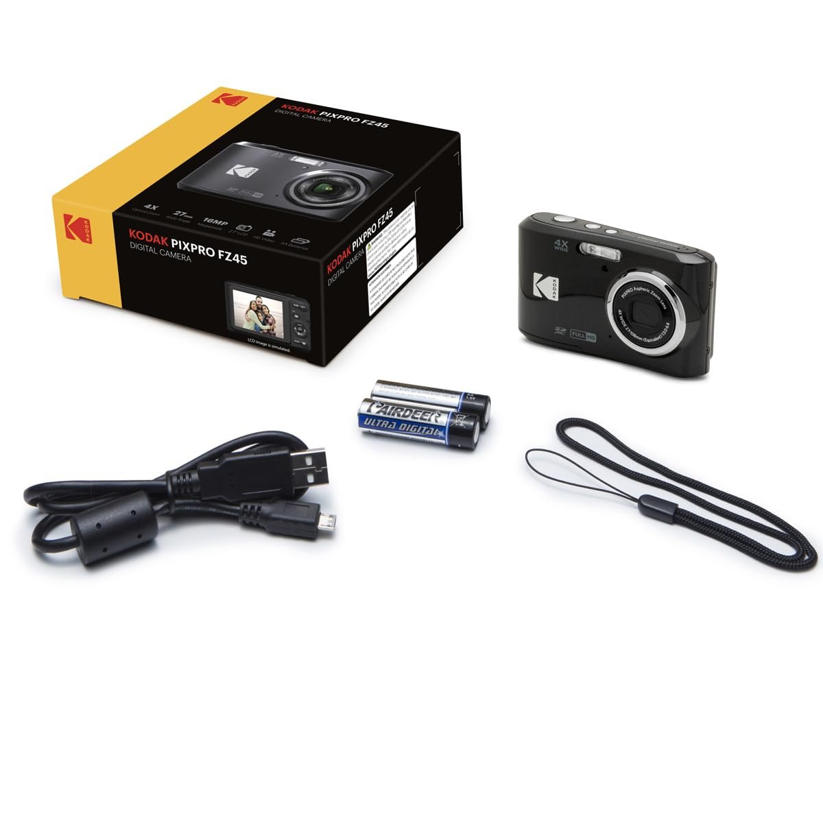 Цифровая камера KODAK Pixpro FZ45 16.44 мегапикселя, 4-кратный оптический зум, 2.7-дюймовый ЖК-дисплей, видео 720p HD, батарея AA - Черный, фото №5
