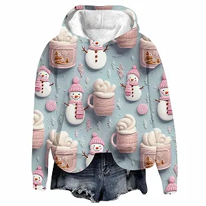 Женское Рождественское Худи Смешной Графический Пуловер Элегантный Шикарный Рождественский Джемпер Безобразный Осенне-зимний Повседневный Свитшот с Длинным Рукавом с Рождественским Принтом и Капюшоном - Фото 1