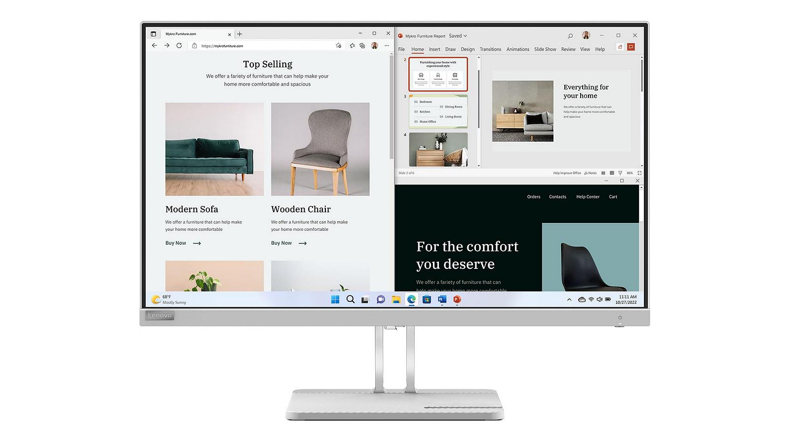 Монітор Lenovo L27e-40 WLED 68.6 см AMD FreeSync, фото №2