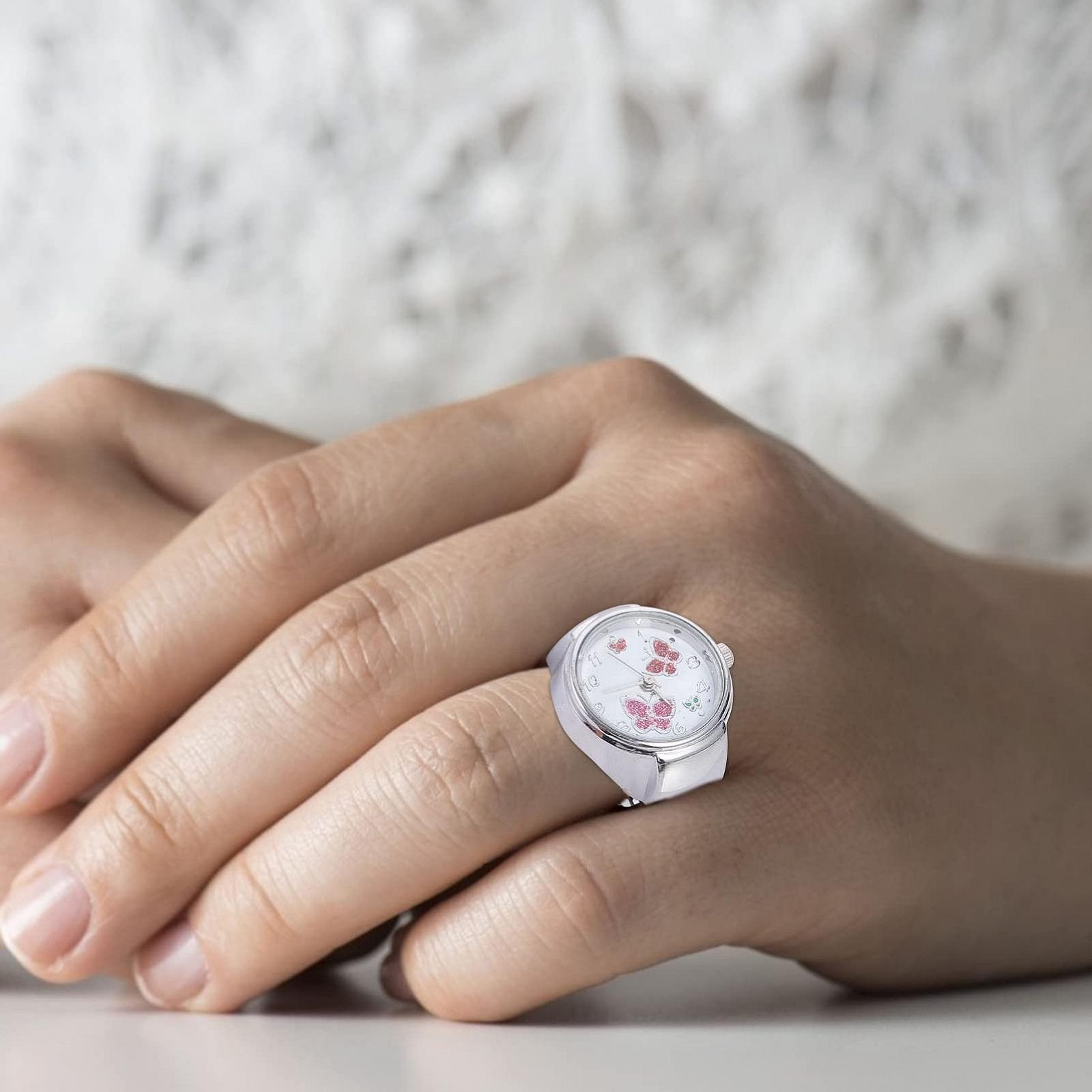 Кольцо-часы с бабочкой PartyKindom для девочек и женщин, серебристый, ретро, фото №8 Кольцо-часы с бабочкой PartyKindom для девочек и женщин, серебристый, ретро, фото №8