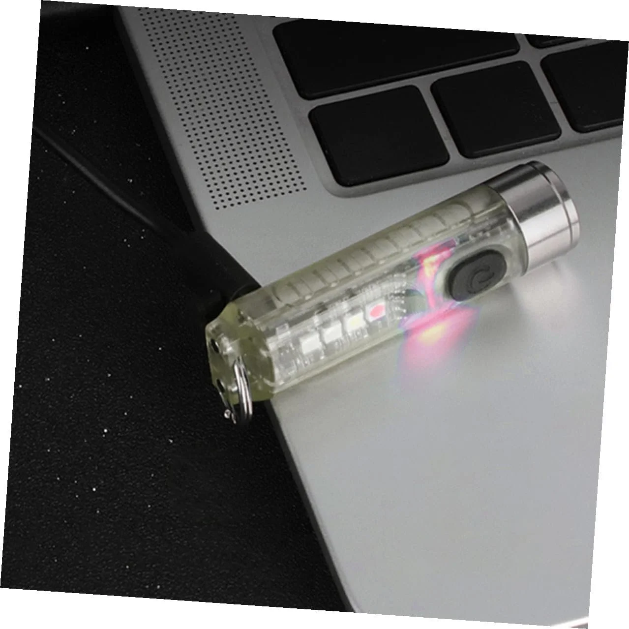 LED Ліхтарик-брелок USB акумуляторний Міні з сильним світлом Портативний ліхтарик для вулиці Люмінесцентний дизайн Міцний матеріал для кемпінгу та надзвичайних ситуацій, фото №4