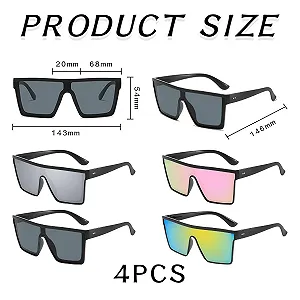 Солнцезащитные очки Квадратные черные, 4 шт. synthetic.ua - Фото 1