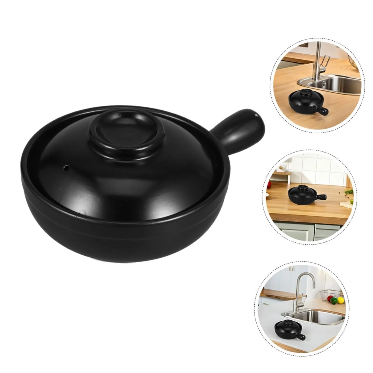 Горщик глиняний VICASKY з кришкою японський Donabe термічно стійкий, фото №7