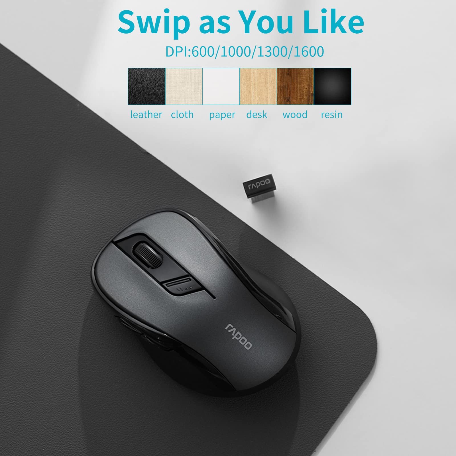 Мышь Rapoo M500 Optical Wireless Silent Black, фото №8