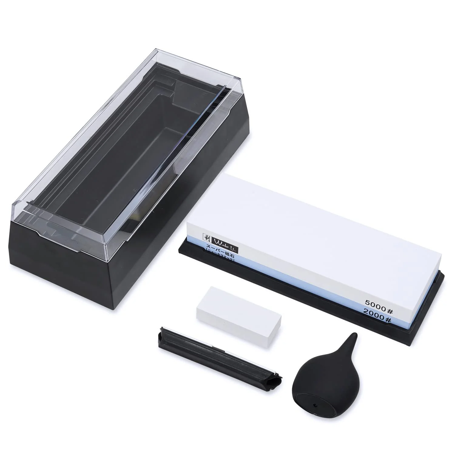 Точильний камінь Wakoli 2000/5000 двосторонній з корунду з направляючою та тримачем у пластиковому боксі, фото №6