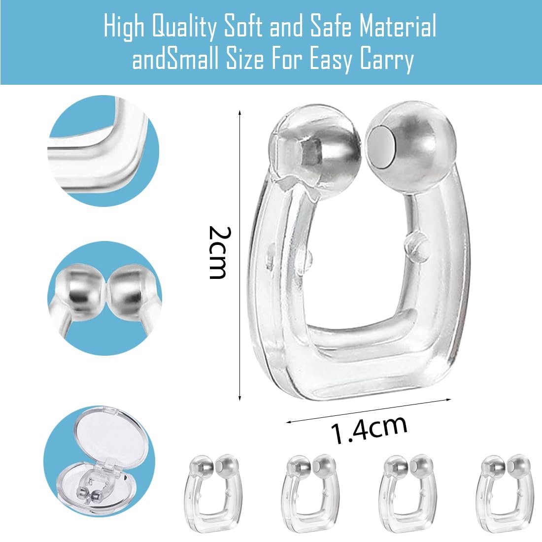 Кліпса проти хропіння Магнітний розширювач для носа 4 шт., фото №2