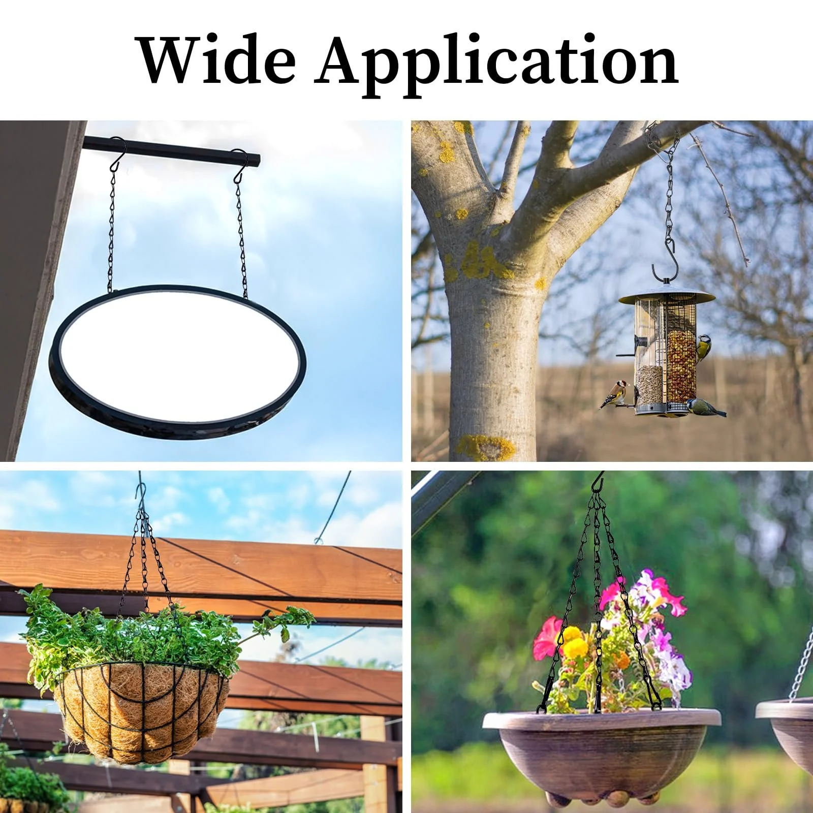 Ланцюги для підвісних кошиків Yolev 12 шт. 24 см металеві з гачками Black, фото №4