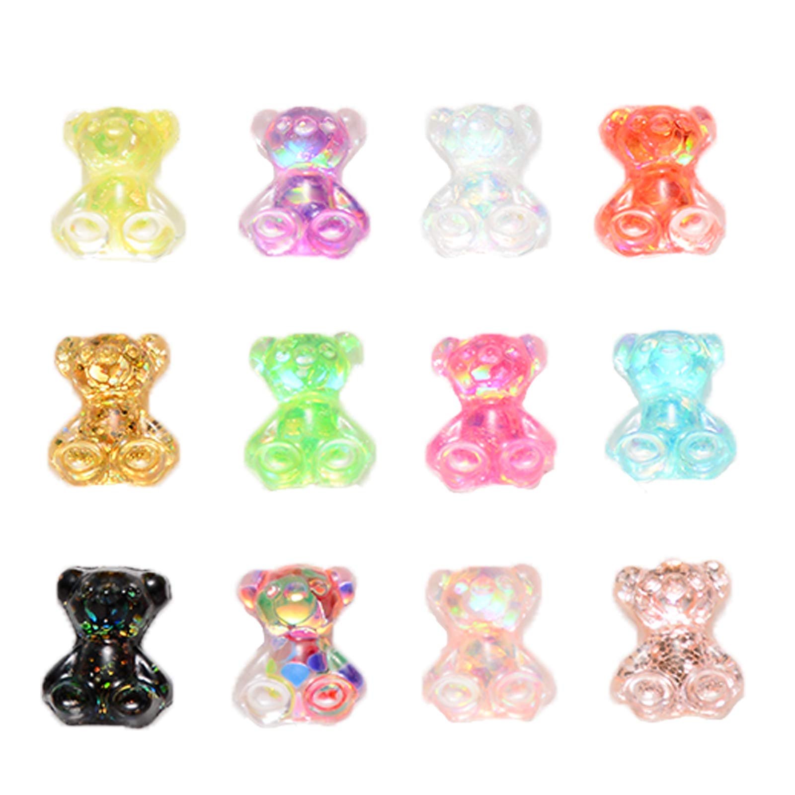 3D Украшения для ногтей Мишка NICENEEDED Смола Мишка Кристалл Аврора Прозрачный, Светло-желтый, Черный, фото №4