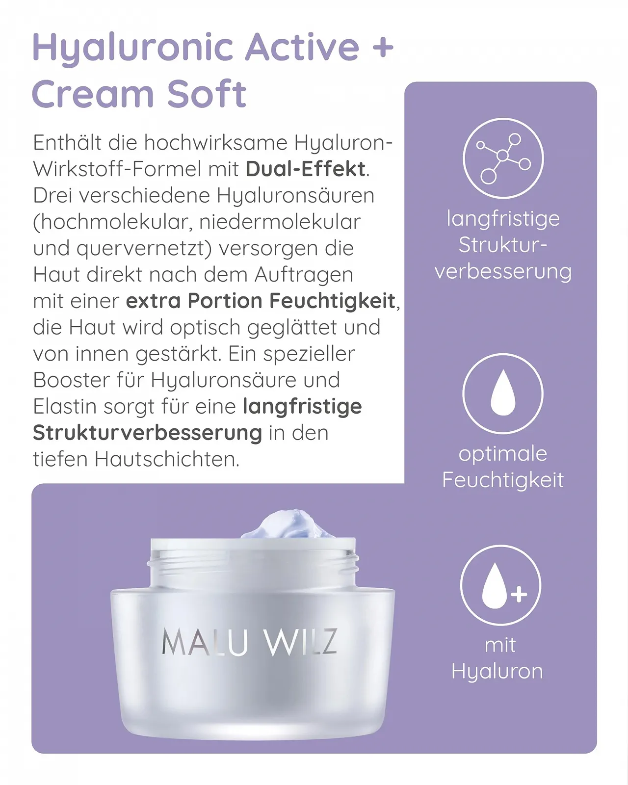 Крем для обличчя Malu Wilz Hyaluronic Active+ Cream Soft, фото №3 Крем для обличчя Malu Wilz Hyaluronic Active+ Cream Soft, фото №3