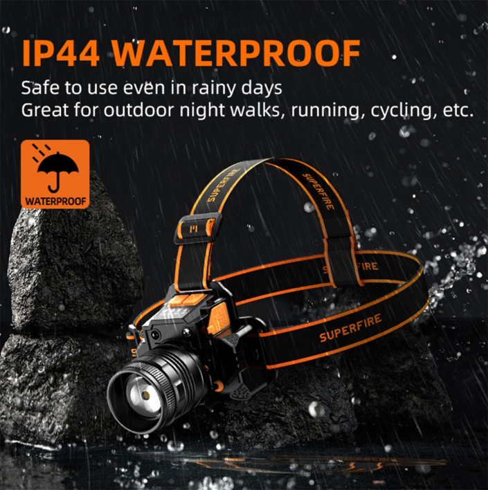 Фонарь налобный аккумуляторный HL58 SuperFire 350 Lumen IP44, фото №2