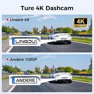 Відеореєстратор Lingdu D500 / 4К / 170° / GPS / Wi-Fi / 128ГБ вбудованої пам'яті / Чорний synthetic.ua - Фото 1