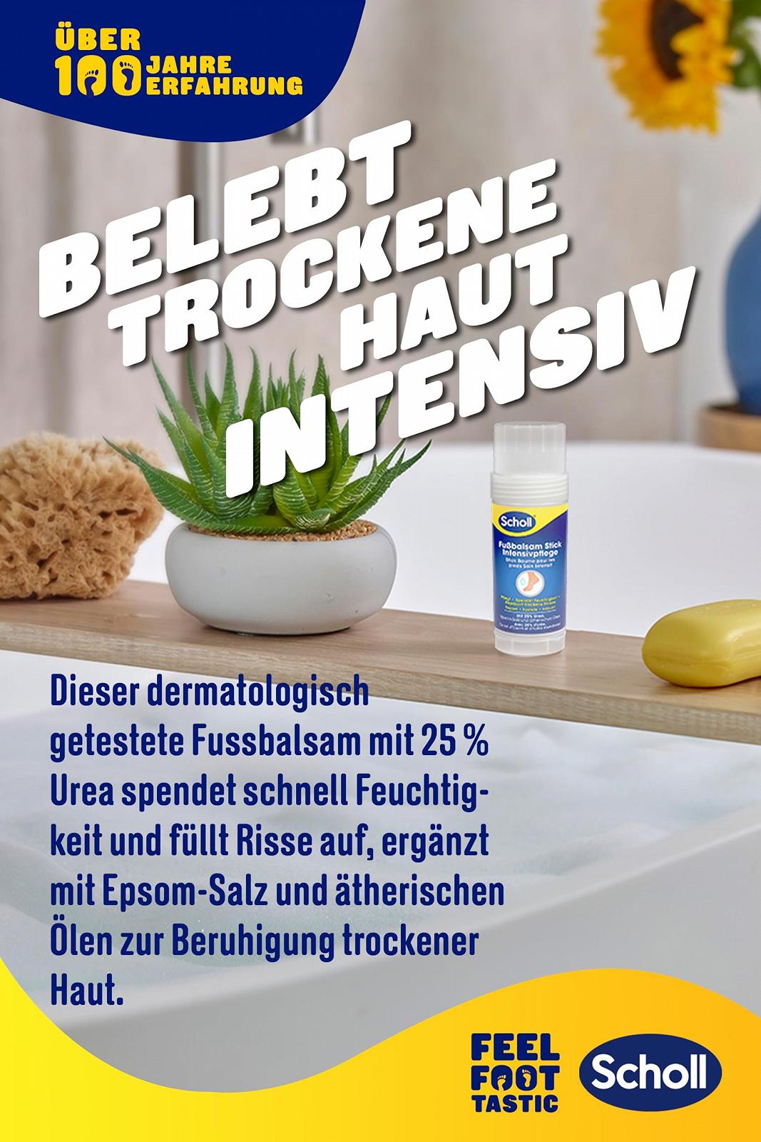 Бальзам-стик для ног Scholl Intensive Nourishing для восстановления сухих и потрескавшихся пяток 25% мочевины, английская соль и эфирные масла, фото №6