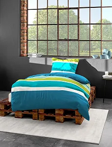 Постільна білизна Bierbaum 4757_67 Egyptian Cotton Mako Satin 155 x 220 см + 80 x 80 см Petrol Multicoloured - Фото 1