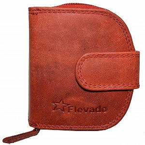 Кошелек Женский flevado Элегантный Маленький Полукруглый Замшевый с RFID Защитой Красный, красный, Современный - Фото 1