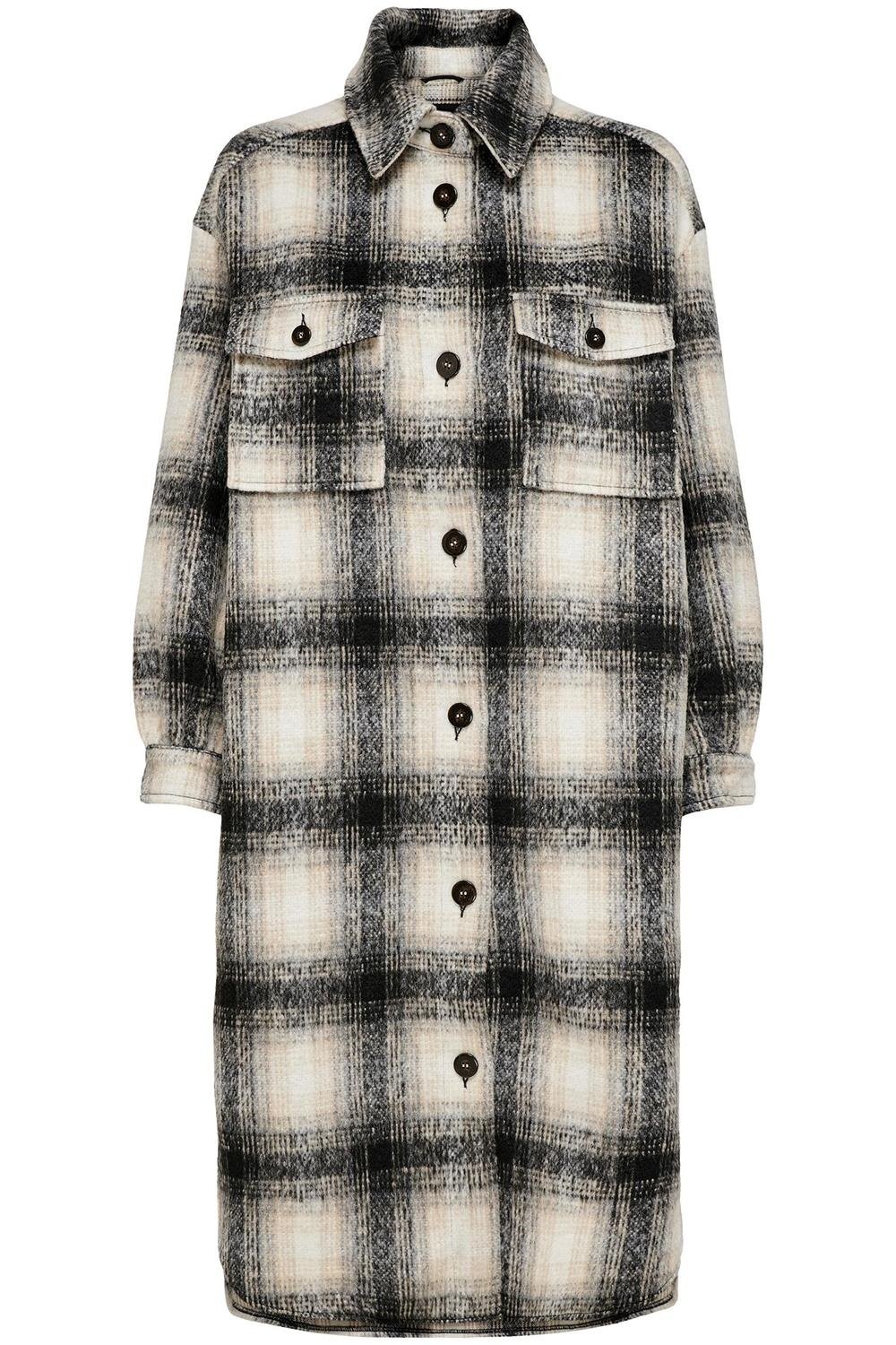 Пальто ONLY ONLLOU LONG CHECK SHACKET OTW 15238541 Коричневый S, фото №1
