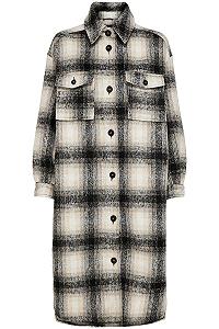 Пальто ONLY ONLLOU LONG CHECK SHACKET OTW 15238541 Коричневый S - Фото 1