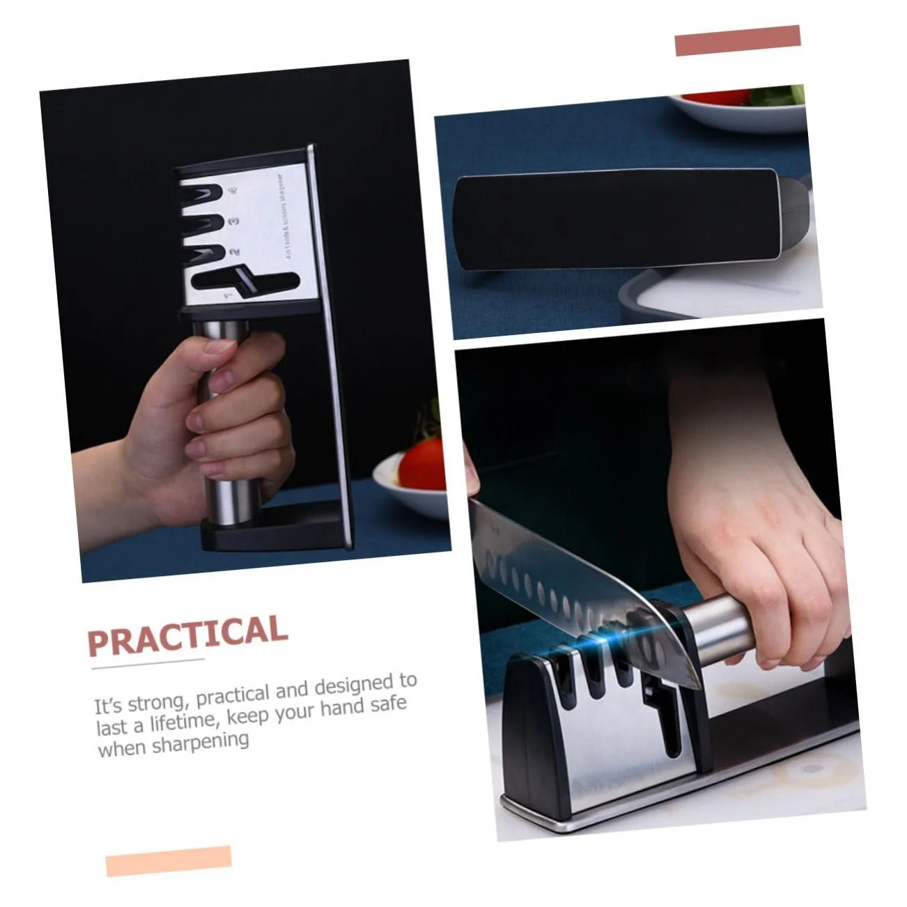 Точилка для ножей эргономичная кухонная настольная нескользящая, фото №5