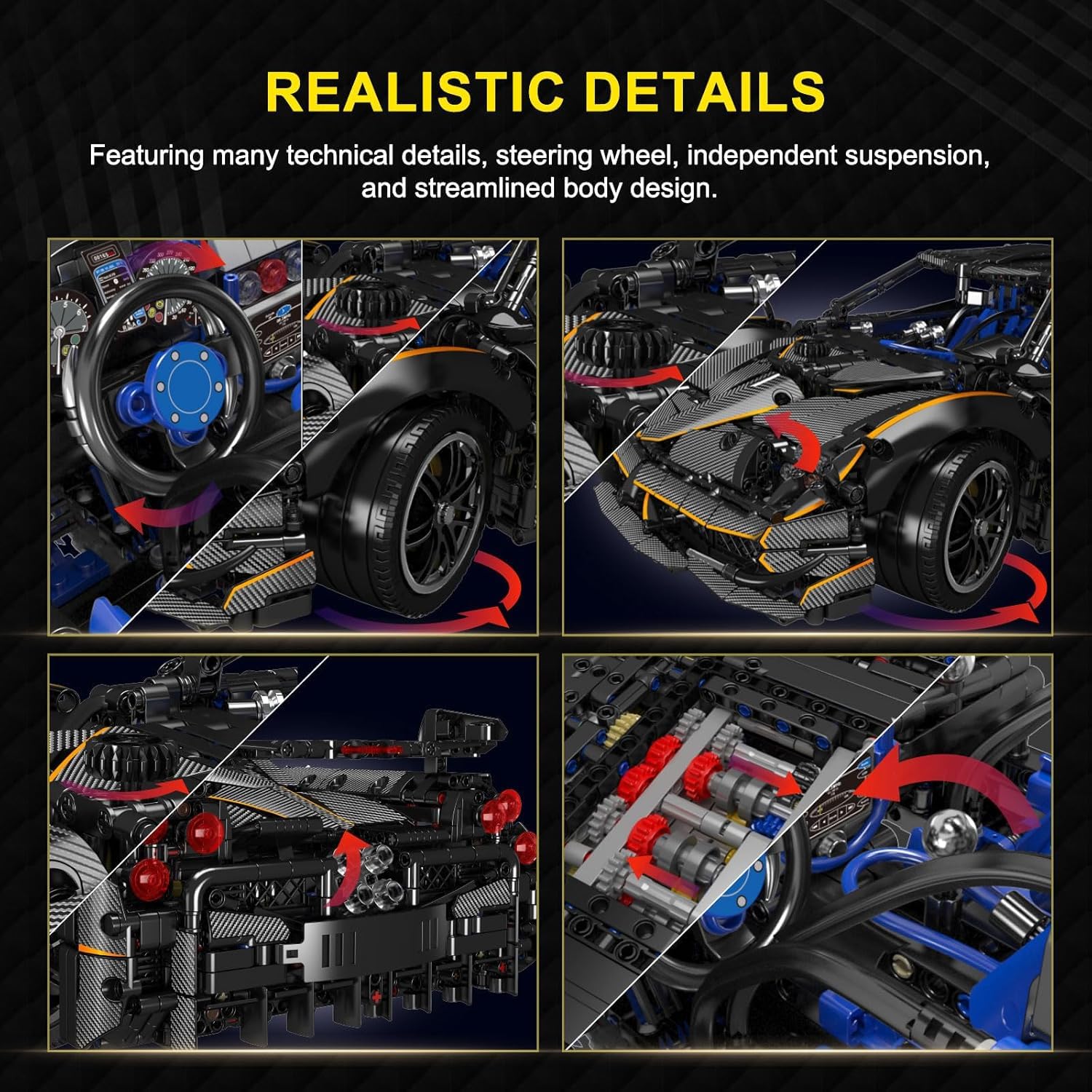 Игрушечные блоки COIL 13182 Спортивная машина 1:8 4802 штук, фото №5