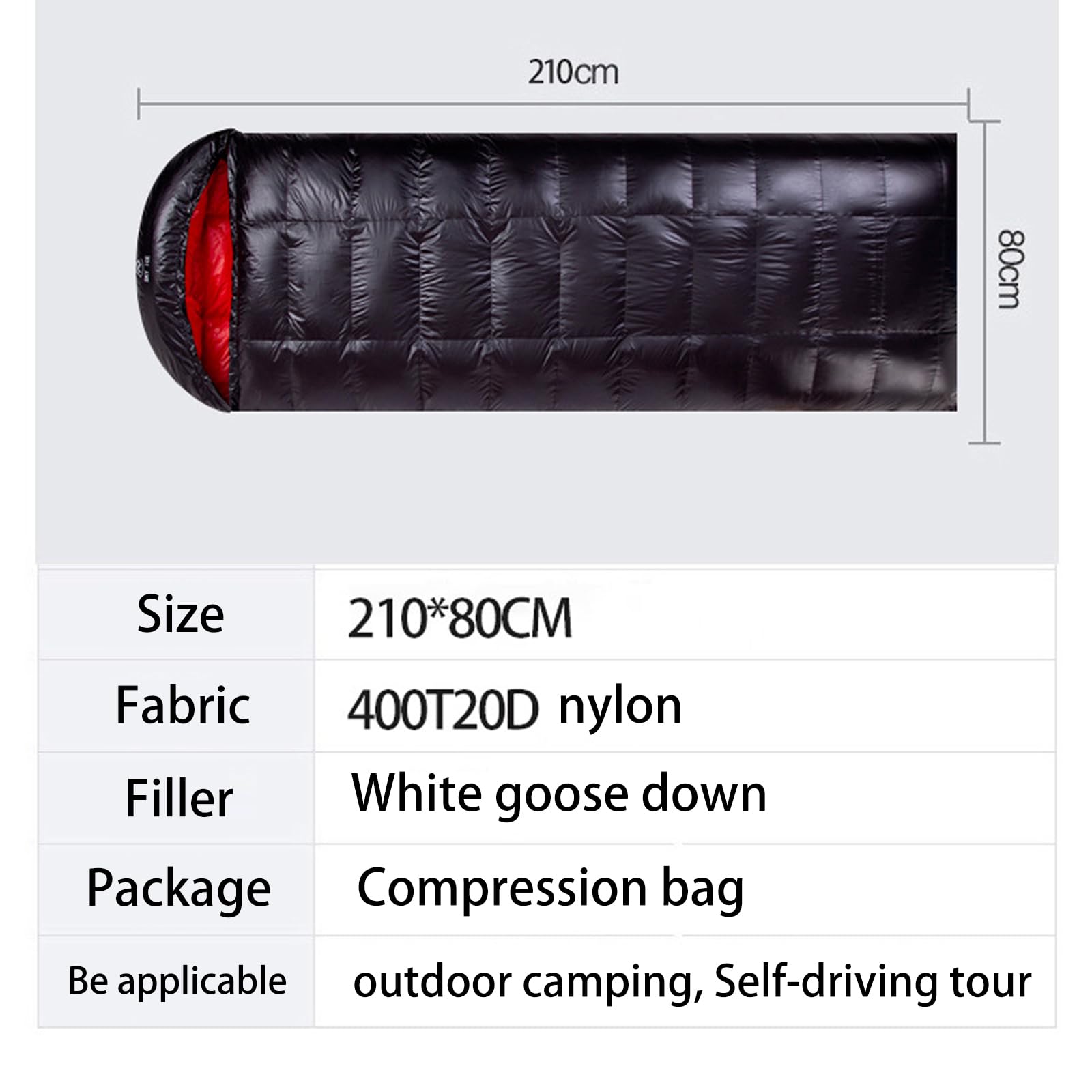 Спальный мешок для кемпинга Gänsedaunenschlafsack три сезона -10 ℃ ~ 5 ℃ 210 x 80 см ультралегкий портативный водонепроницаемый, фото №7