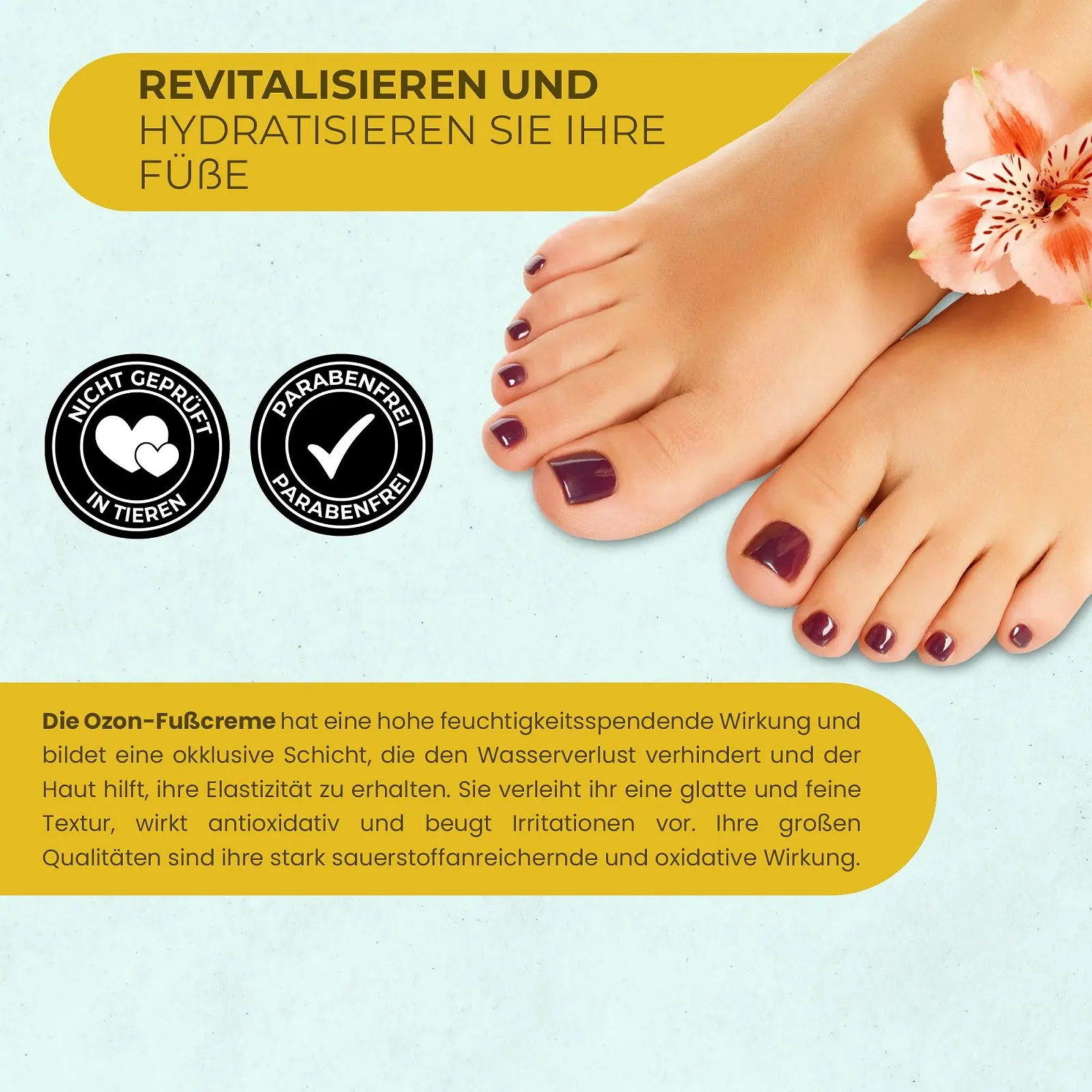 Крем для ног OZONO D'OR для удаления мозолей и ухода за потрескавшейся кожей, со 100% натуральным органическим озоном, веганский, 50 г, фото №5