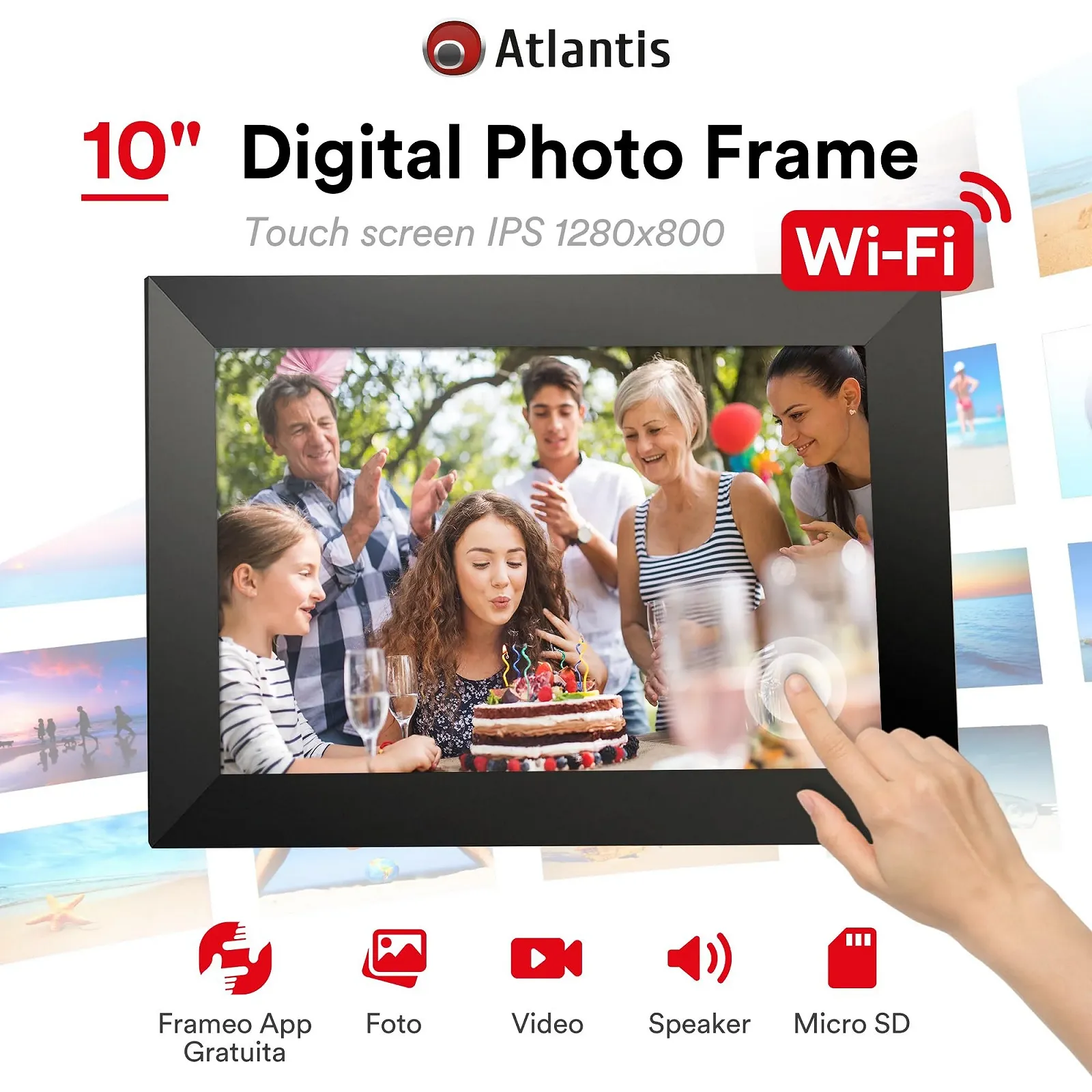 Цифровая фоторамка Atlantis 10 дюймов WiFi Touchscreen 1 GB RAM 16 GB Flash, фото №2 Цифровая фоторамка Atlantis 10 дюймов WiFi Touchscreen 1 GB RAM 16 GB Flash, фото №2