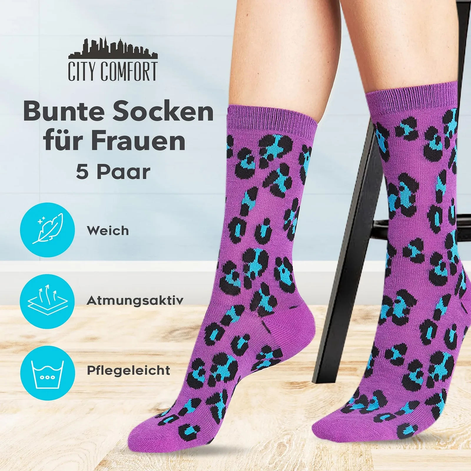 Носки CityComfort Цветные для женщин и девушек-подростков, Набор 5 шт., фото №2