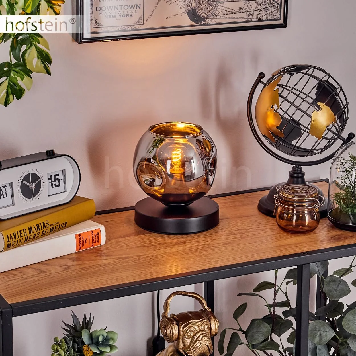 Настільна лампа Ripoll Метал/Скло 15 см E27 Чорний/Хром, фото №8