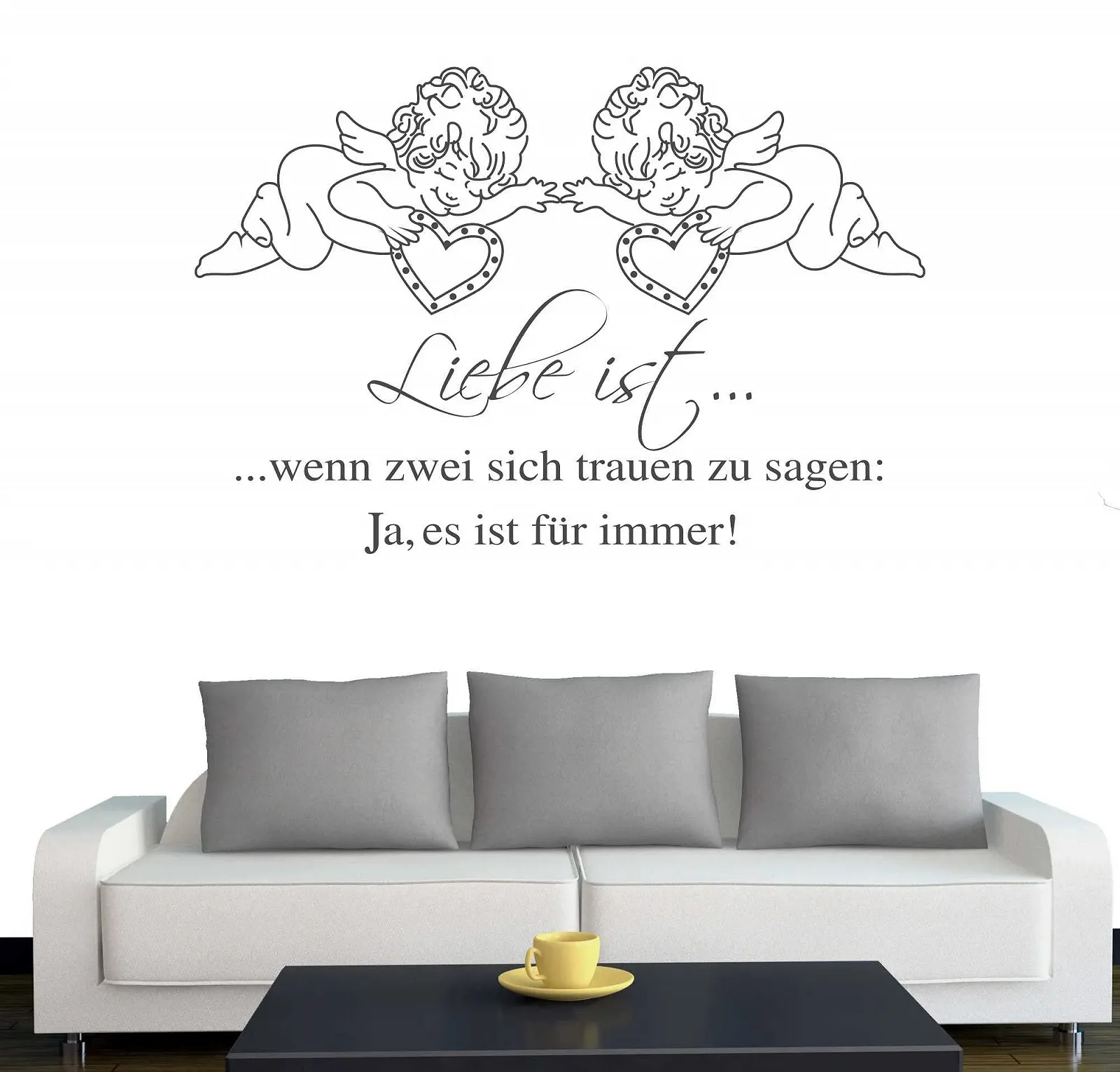 Наклейка на стену A571 "Liebe ist.. für immer!" 120x80 см Антрацит, фото №1