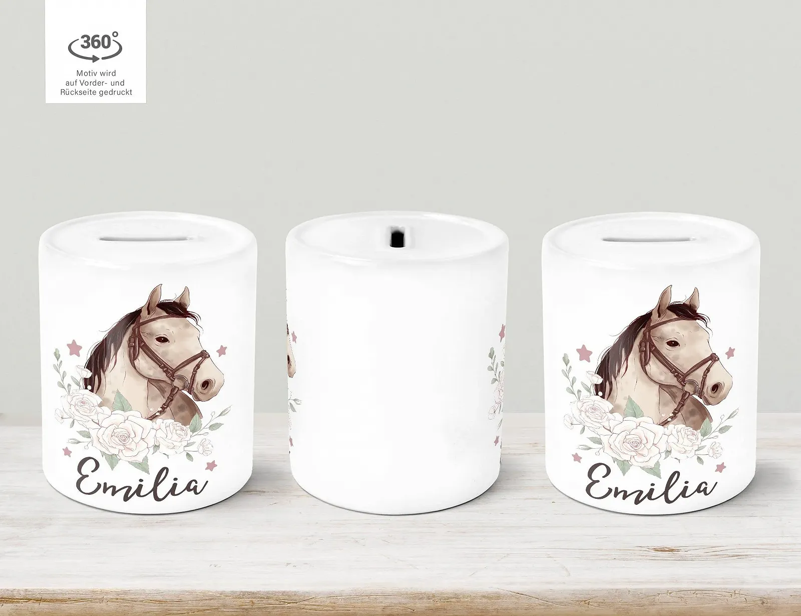 Скарбничка дитяча керамічна персоналізована Кінь, фото №2