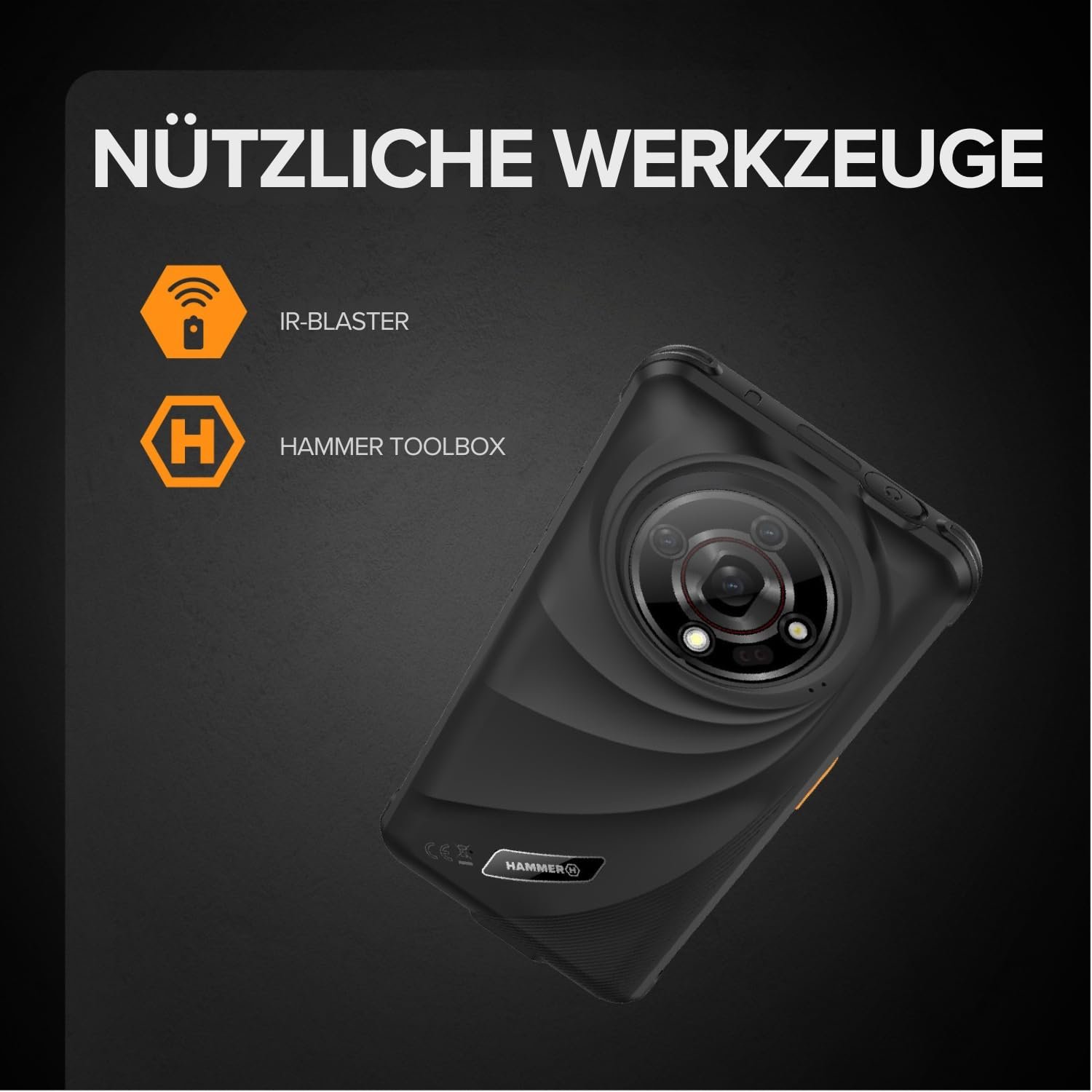 Смартфон Hammer Iron 6 5G 6GB/128GB 6.56-дюймовий 120Hz IP69 6050mAh NFC Чорний, фото №6