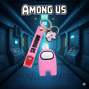 Брелок Амонг Ас Among Us на рюкзак, ключі рожевий дитячий 6 см - Фото 1