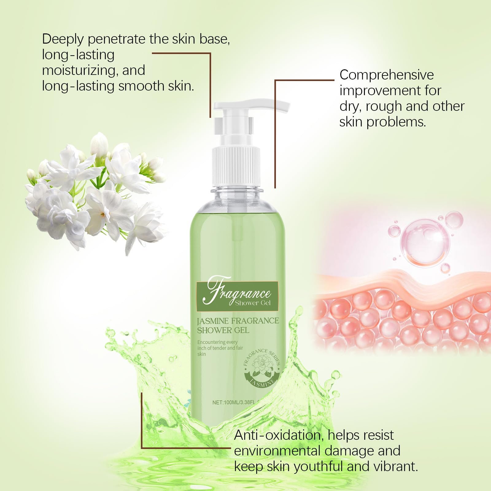 Гель для душу Deep Moisturising Jasmine Fragrance зволожувальний антибактеріальний 1 шт., фото №3