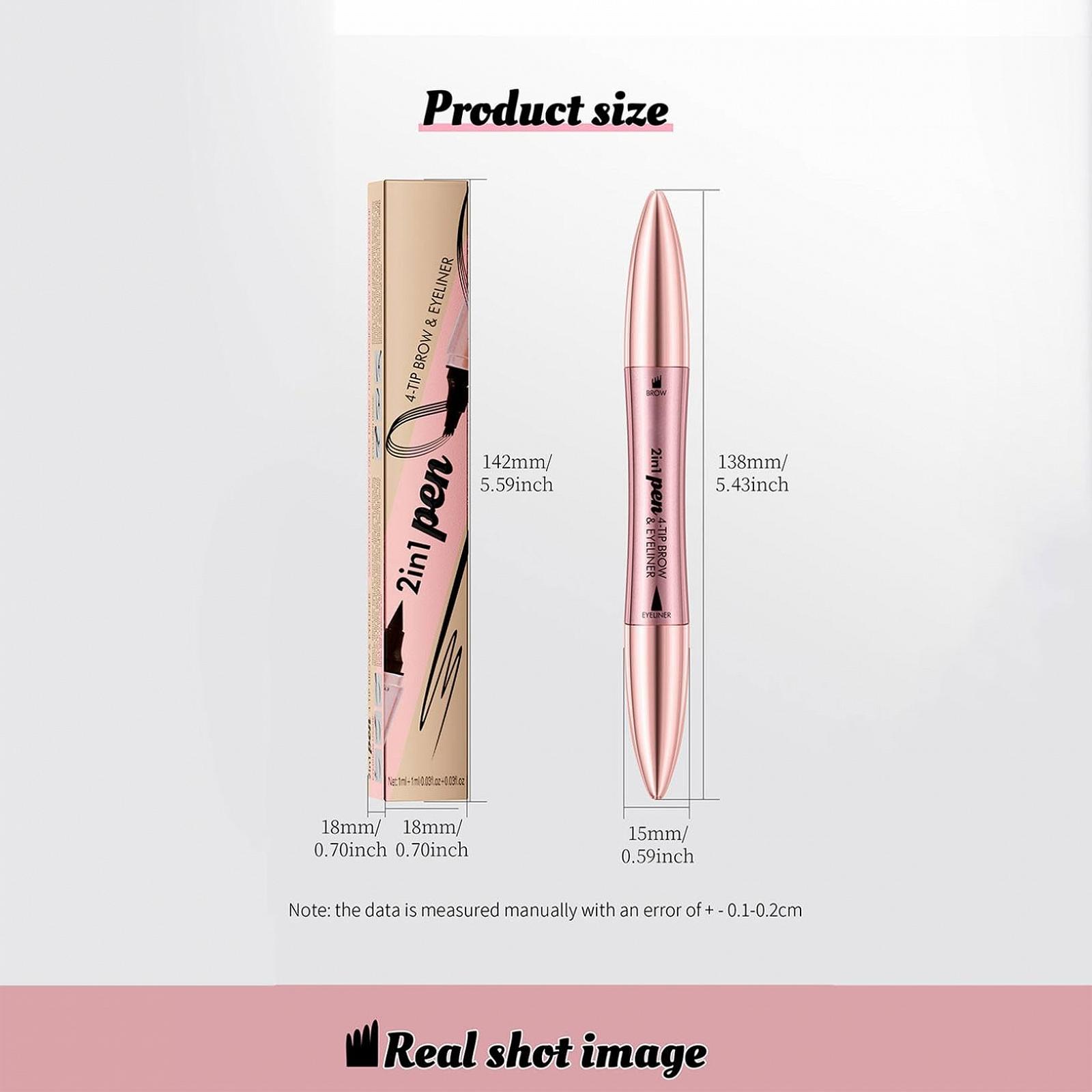 Карандаш для бровей Fork Applicator Eyeliner 2-в-1 Водостойкий 01# Светло-коричневый, фото №6