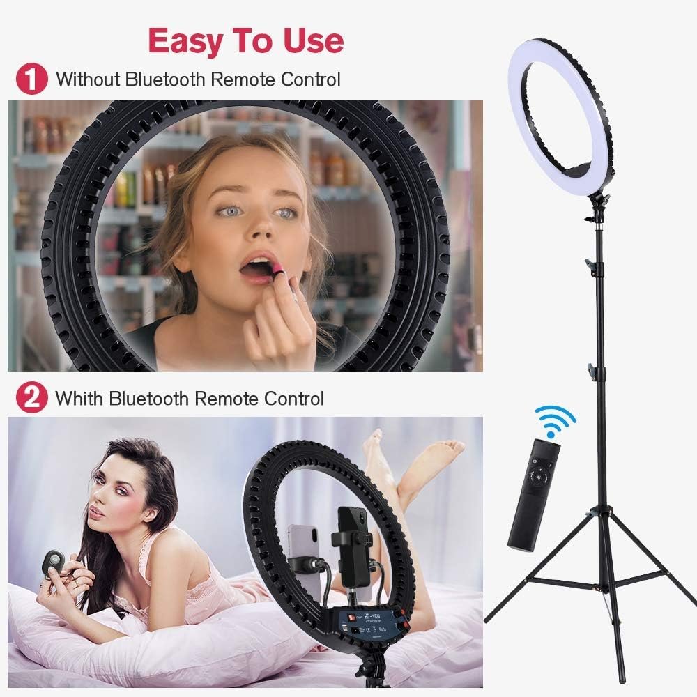Кольцевая LED лампа с штативом EOTO LIGHT HQ-18N 18" Черная, фото №3