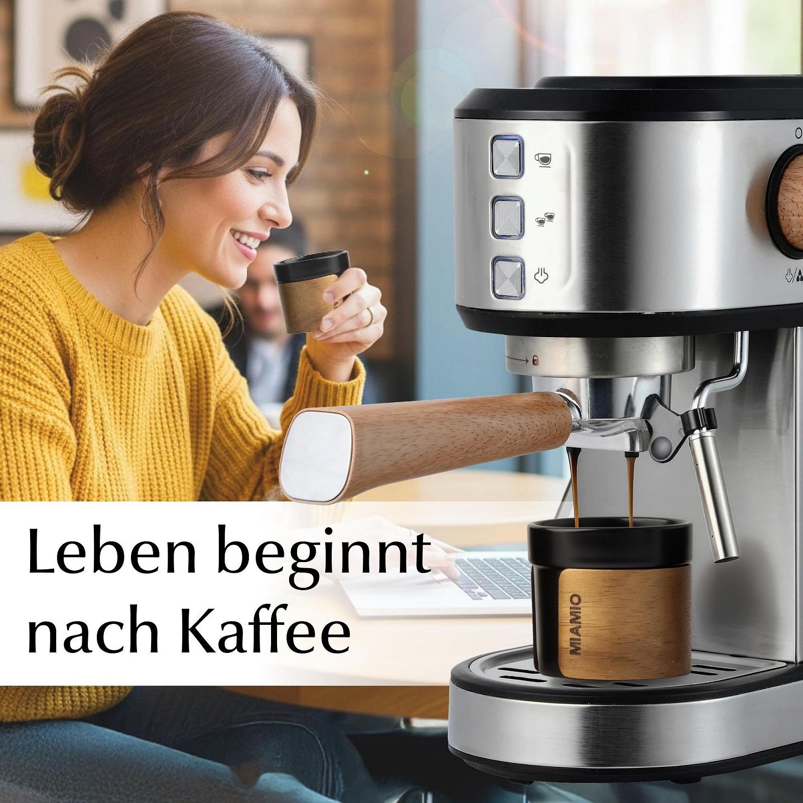 Эспрессо Чашки MIAMIO Набор 4 шт (100 мл) со съемной деревянной манжетой, керамические чашки без ручки, чашки для мокко/кофе, набор чашек для эспрессо (черный), фото №8