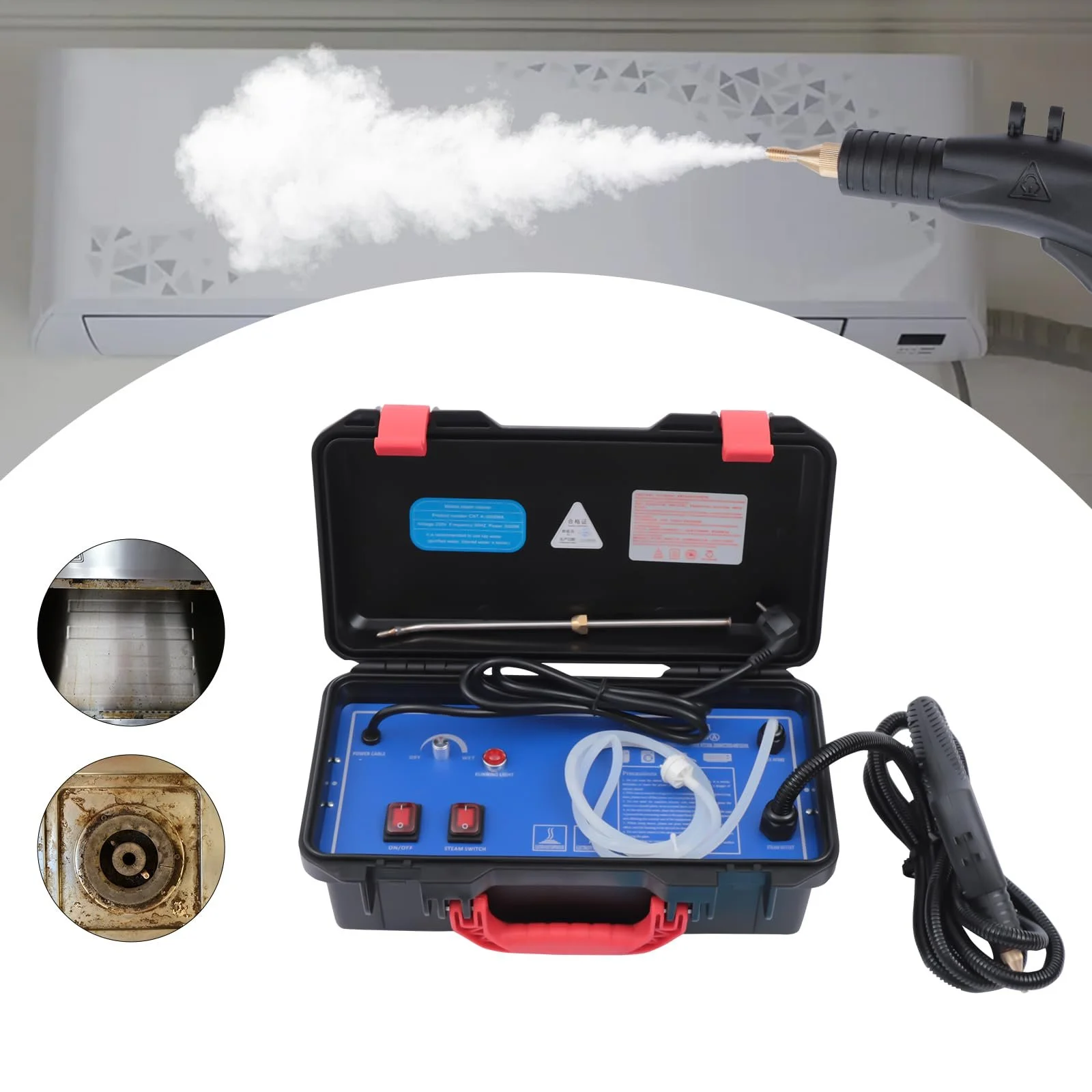 Пароочисник 1700 W 46 x 30.5 x 25 cm вологого та сухого прибирання регульований портативний для вікон, ванних кімнат, автомобілів, холодильників та диванів, фото №8 Пароочисник 1700 W 46 x 30.5 x 25 cm вологого та сухого прибирання регульований портативний для вікон, ванних кімнат, автомобілів, холодильників та диванів, фото №8