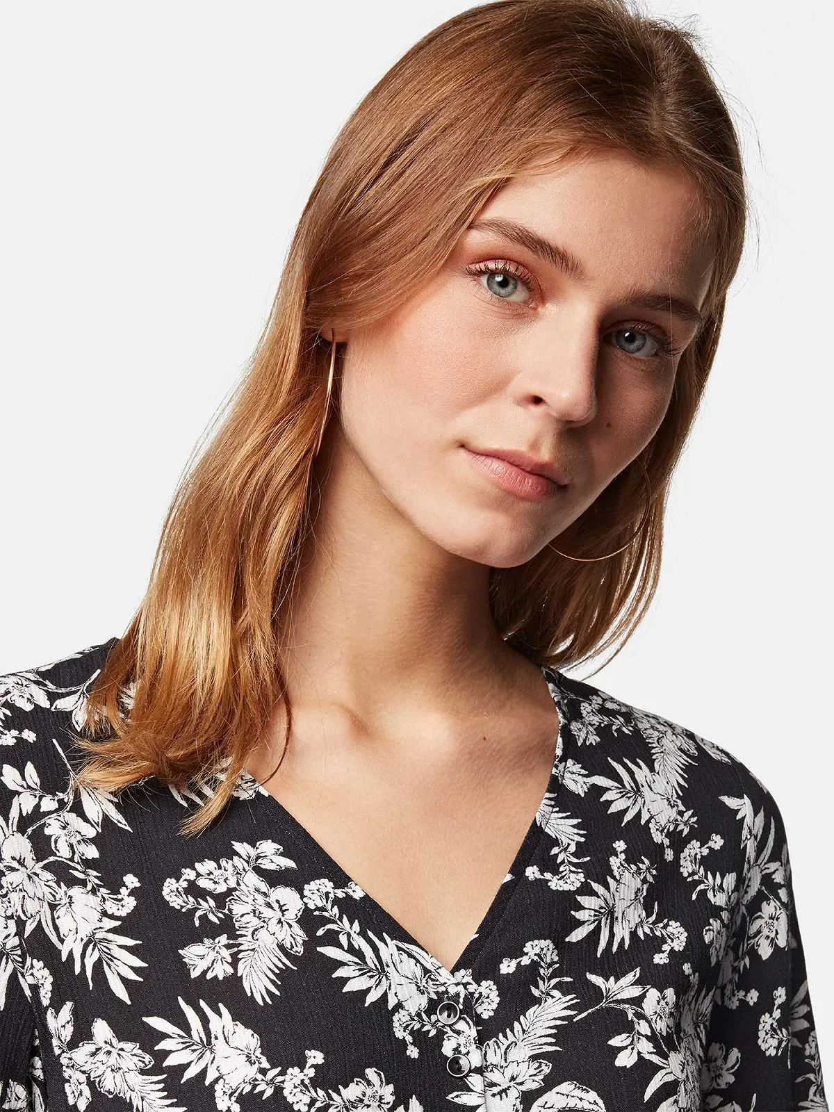 Рубашка Mavi Regular V Neck С принтом Черный Stroke Antique White flo M, фото №6