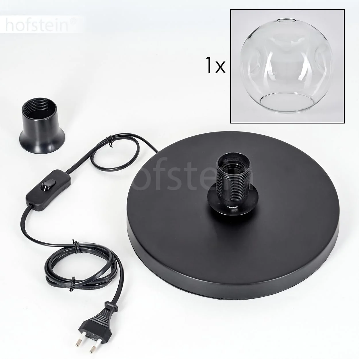 Настільна лампа Ripoll Метал/Скло Сучасний Ретро/Вінтаж Ø 25 см Перемикач на кабелі 1 x E27 Без лампи Чорний/Прозорий, фото №6