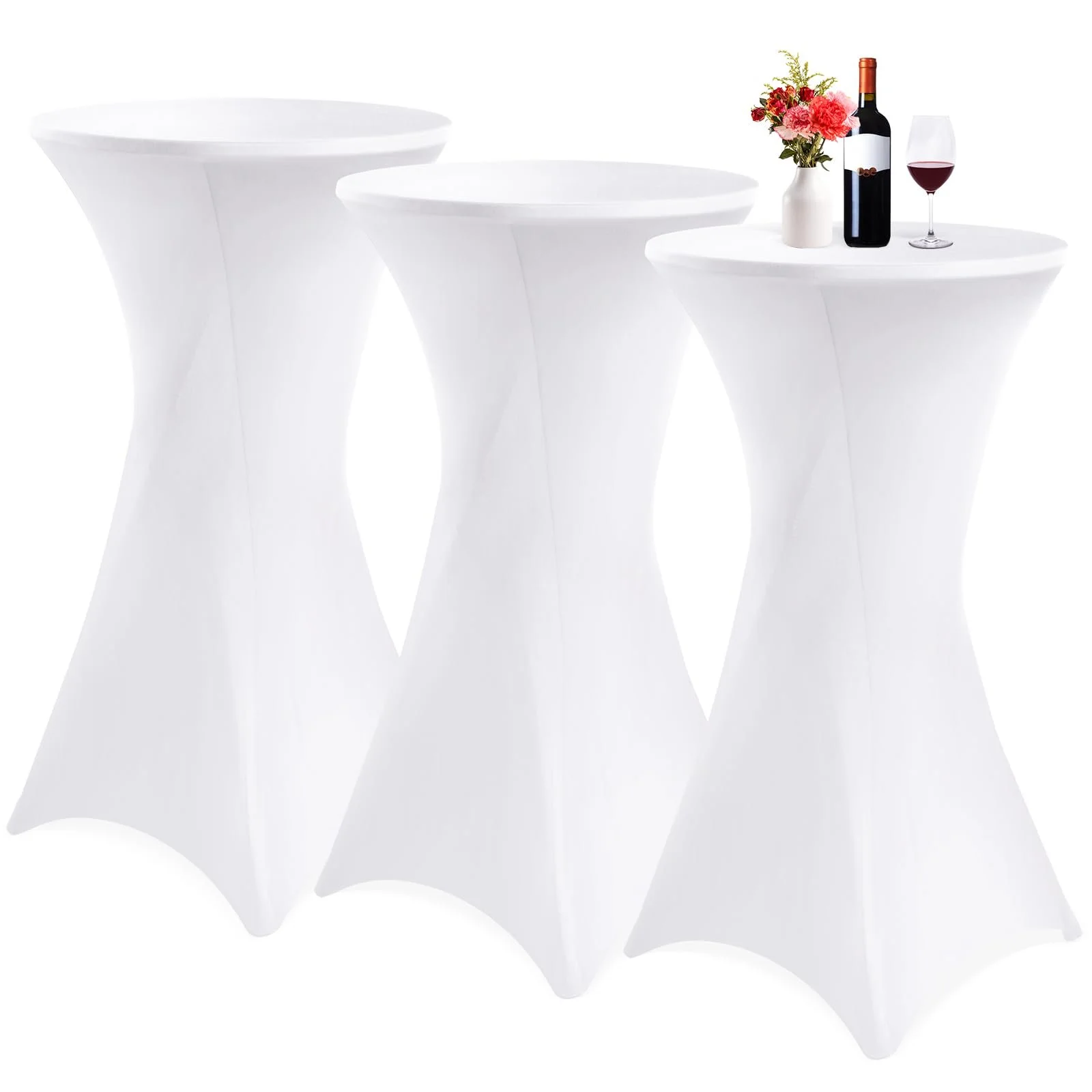 Набір із 3 чохлів для коктейльних столів Showgeous Stretch Bar Table Covers Еластичні Діаметр 60–65 см, фото №1