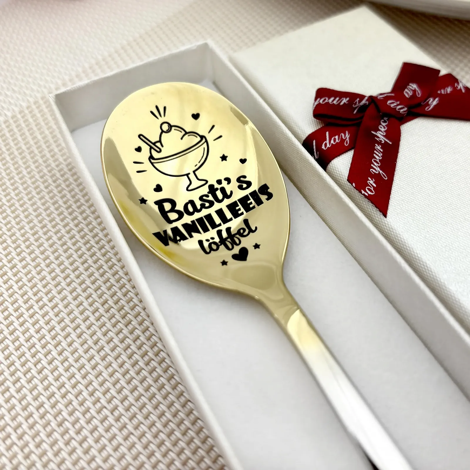 Ложка для морозива з персоналізацією позолочена нержавіюча сталь з гравіюванням імені, фото №7